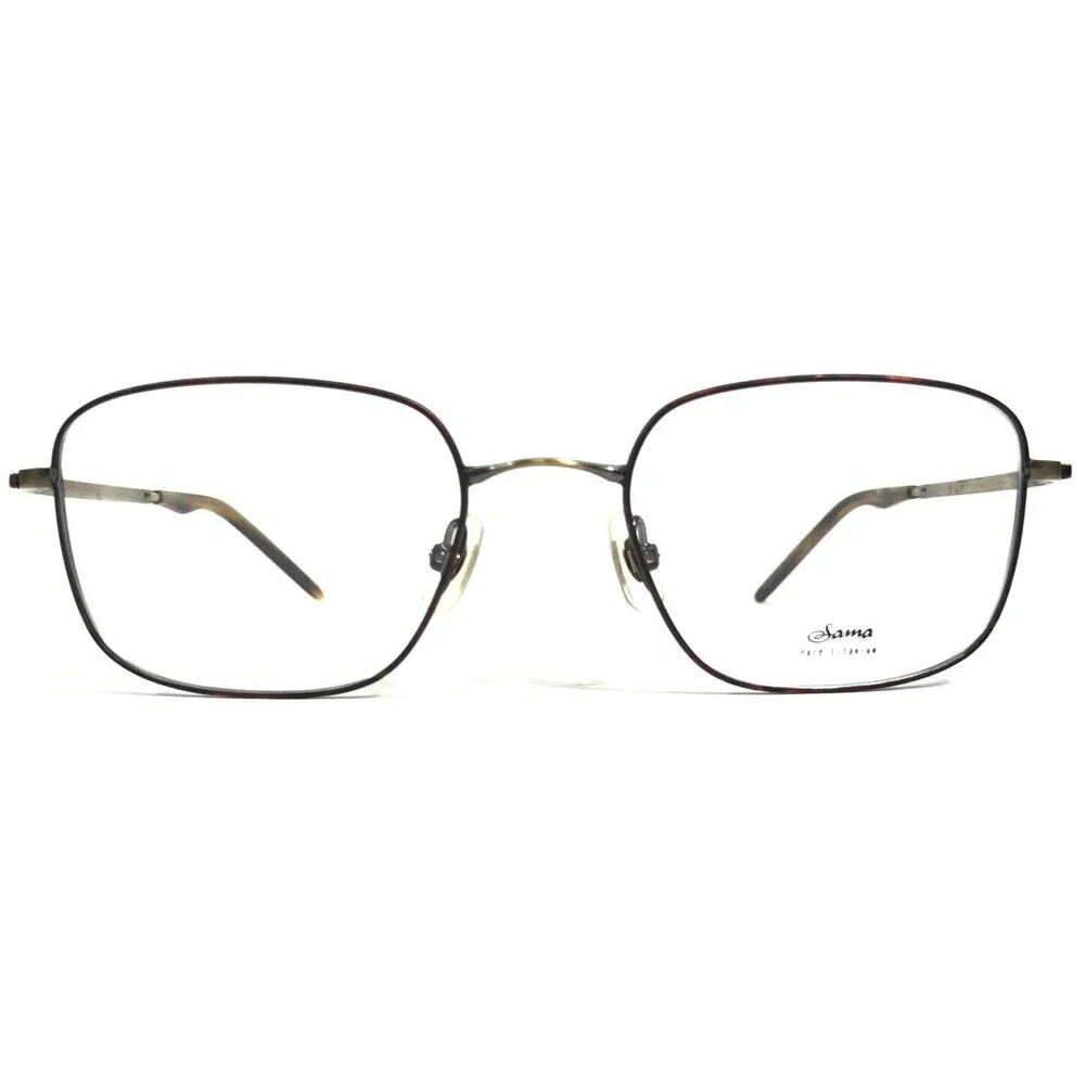 Sama Eyeglasses Frames 1700 ATG Brown Gold Square Full Rim 53-20-140
